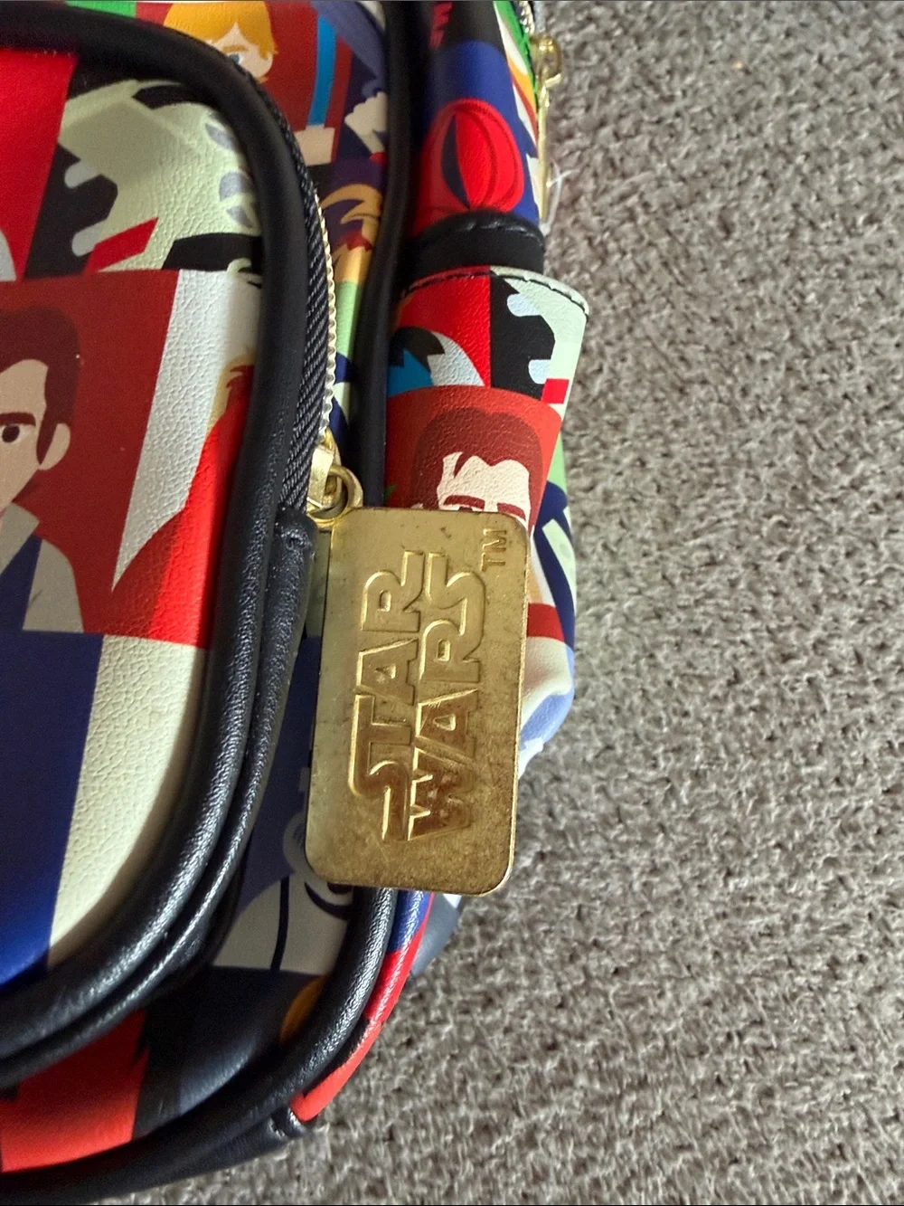 Star Wars Kids Backpack with Gold Logo and Multicolor Character Print